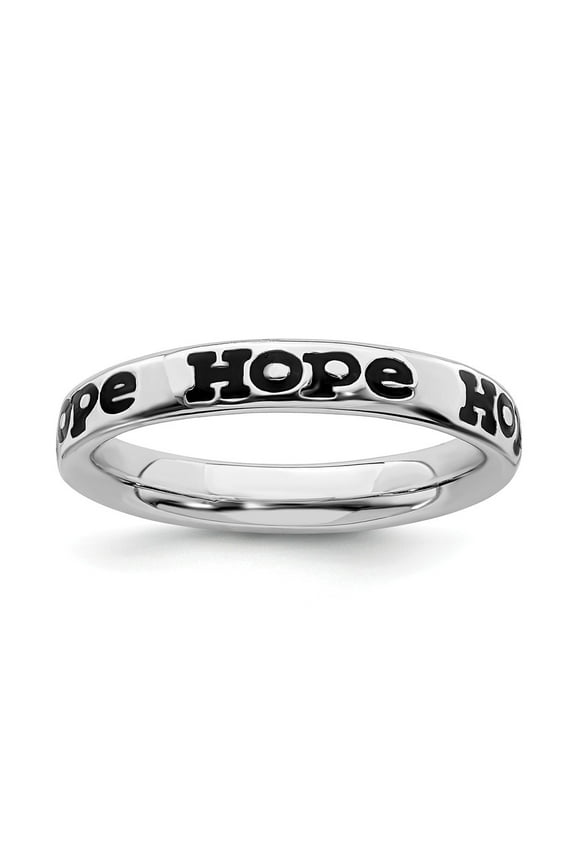 925 Sterling Silver Stackable Expressions Polished Enameled Hope Ring Size: 8; for Adults and Teens; for Women and Men