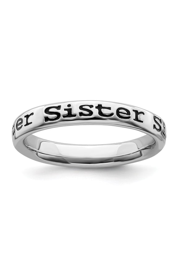 925 Sterling Silver Stackable Expressions Polished Enameled Sister Ring Size: 8; for Adults and Teens; for Women and Men