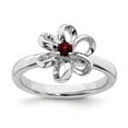 thumbnail image 1 of 925 Sterling Silver Stackable Expressions Polished Garnet Flower Ring Size: 7; for Adults and Teens; for Women and Men, 1 of 5