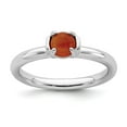 thumbnail image 1 of 925 Sterling Silver Stackable Expressions Polished Red Agate Ring Size: 5; for Adults and Teens; for Women and Men, 1 of 5