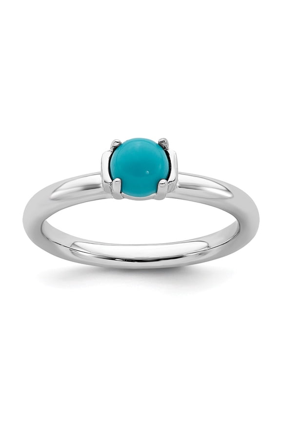 925 Sterling Silver Stackable Expressions Polished Turquoise Ring Size: 8; for Adults and Teens; for Women and Men