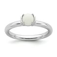 thumbnail image 1 of 925 Sterling Silver Stackable Expressions Polished White Agate Ring Size: 6; for Adults and Teens; for Women and Men, 1 of 5