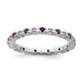 thumbnail image 1 of 925 Sterling Silver Stackable Expressions Rhod. Garnet & Diamond Ring Size: 9; for Adults and Teens; for Women and Men, 1 of 5
