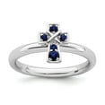 thumbnail image 1 of 925 Sterling Silver Stackable Expressions Rhodium Created Sapphire Cross Ring Size: 10; for Adults and Teens; for Women and Men, 1 of 5