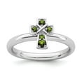 thumbnail image 1 of 925 Sterling Silver Stackable Expressions Rhodium Peridot Cross Ring Size: 7; for Adults and Teens; for Women and Men, 1 of 5