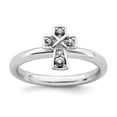 thumbnail image 1 of 925 Sterling Silver Stackable Expressions Rhodium White Topaz Cross Ring Size: 8; for Adults and Teens; for Women and Men, 1 of 5