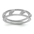 thumbnail image 1 of 925 Sterling Silver Stackable Expressions Rhodium-plated Diamond Jacket Ring Size: 6; for Adults and Teens; for Women and Men, 1 of 5