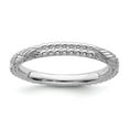 thumbnail image 1 of 925 Sterling Silver Stackable Expressions Rhodium-plated Patterned Ring Size: 8; for Adults and Teens; for Women and Men, 1 of 5