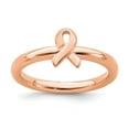 thumbnail image 1 of 925 Sterling Silver Stackable Expressions Rose Gold Awareness Ribbon Ring Size: 7; for Adults and Teens; for Women and Men, 1 of 5