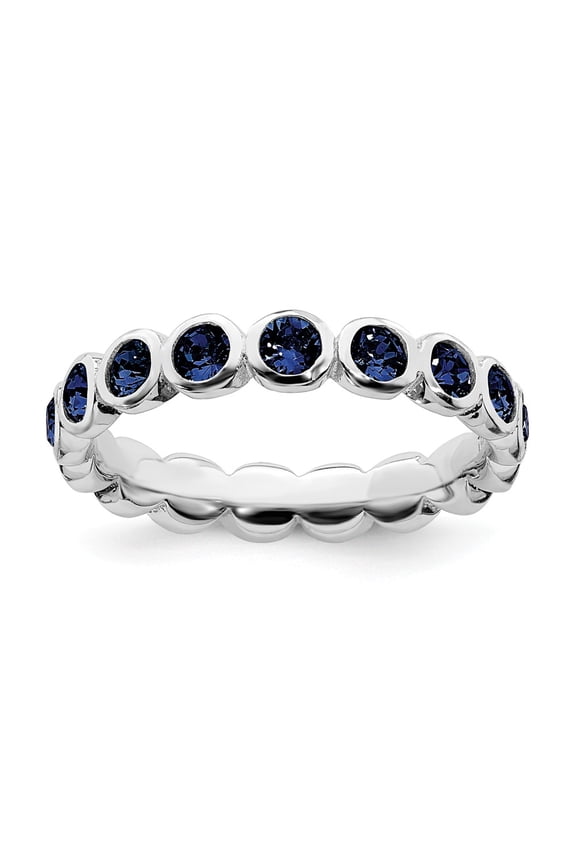925 Sterling Silver Stackable Expressions September Swarovski Ring Size: 9