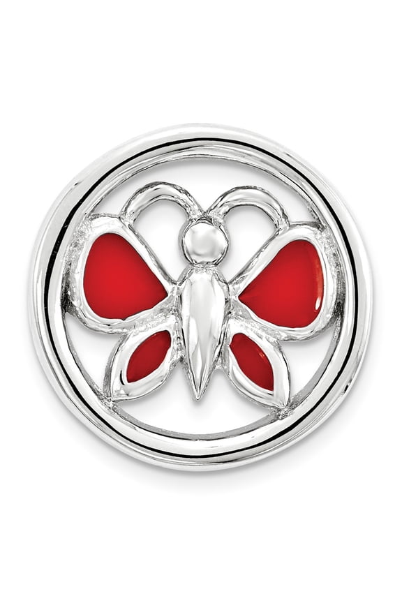925 Sterling Silver Stackable Expressions Small Red Butterfly Chain Slide; for Adults and Teens; for Women and Men
