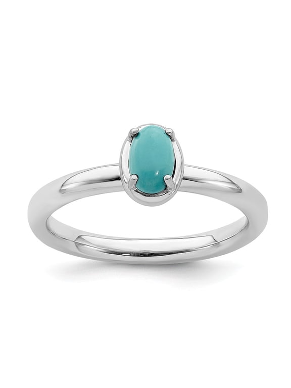 925 Sterling Silver Stackable Expressions Turquoise Polished Ring Size: 5; for Adults and Teens; for Women and Men