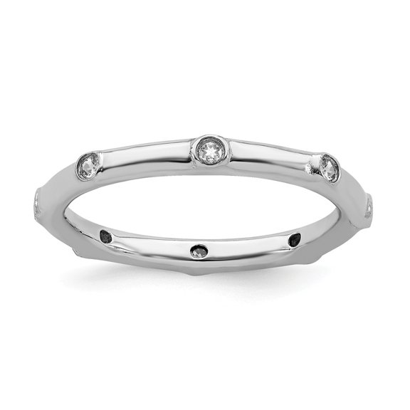 925 Sterling Silver Stackable Expressions White Topaz Ring Size: 7; for Adults and Teens; for Women and Men