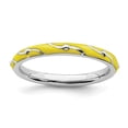 thumbnail image 1 of 925 Sterling Silver Stackable Expressions Yellow Enamel Ring Size: 9; for Adults and Teens; for Women and Men, 1 of 6