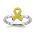 thumbnail image 1 of 925 Sterling Silver Stackable Expressions Yellow Enameled Awareness Ribbon Ring Size: 8; for Adults and Teens; for Women and Men, 1 of 5