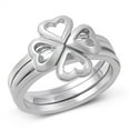 thumbnail image 1 of 925 Sterling Silver Stackable Four Leaf Clover Heart Ring Size 11, 1 of 3