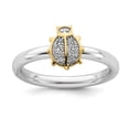 thumbnail image 1 of 925 Sterling Silver Stackable Gold-Plated Ladybug Diamond Ring Eternity Band Size 5 (.06 cttw.), 1 of 6