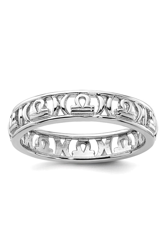 925 Sterling Silver Stackable Libra Zodiac Ring Size 7 Stackable Ring for Women - 2.1 Grams