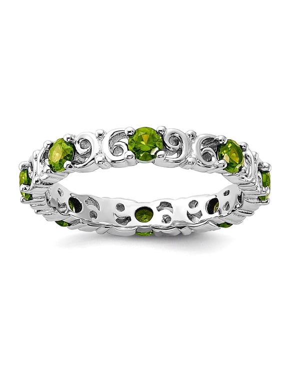 925 Sterling Silver Stackable Peridot Ring Size 10 Stackable Ring for Women - 2.5 Grams 1.08 cwt