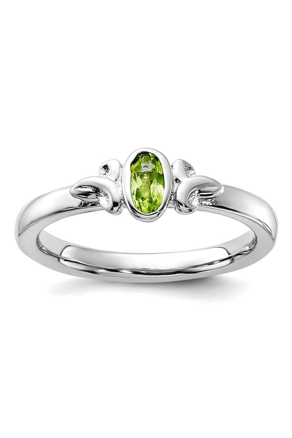 925 Sterling Silver Stackable Peridot Ring Size 10 Stackable Ring for Women - 3.2 Grams .30 cwt