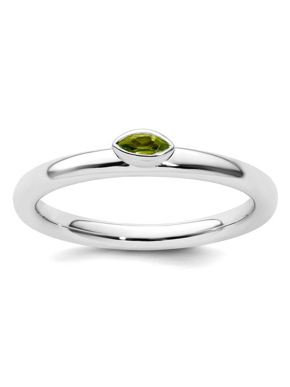 925 Sterling Silver Stackable Peridot Ring Size 5 Stackable Ring for Women - 2.8 Grams .13 cwt