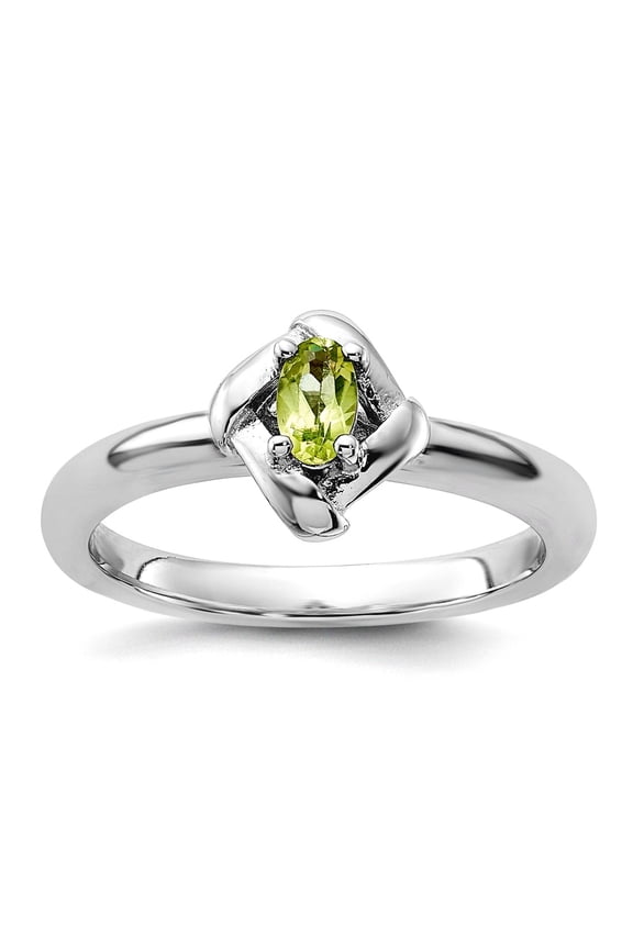 925 Sterling Silver Stackable Peridot Ring Size 5 Stackable Ring for Women - 3.2 Grams .23 cwt