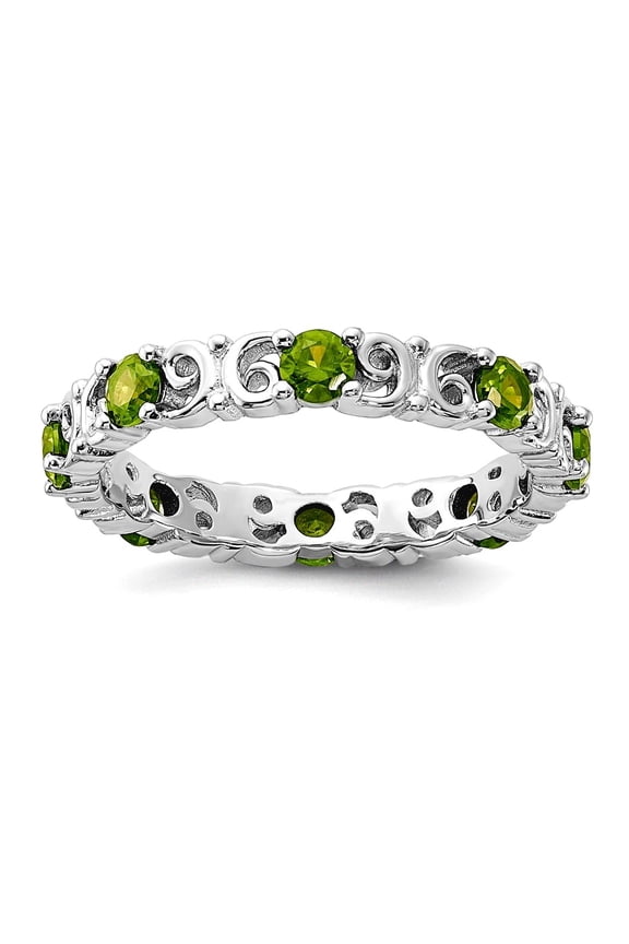 925 Sterling Silver Stackable Peridot Ring Size 6 Stackable Ring for Women - 2.5 Grams 1.08 cwt