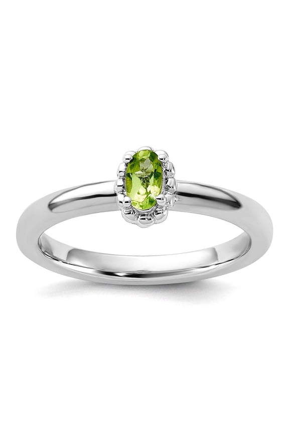 925 Sterling Silver Stackable Peridot Ring Size 8 Stackable Ring for Women - 3.1 Grams .24 cwt