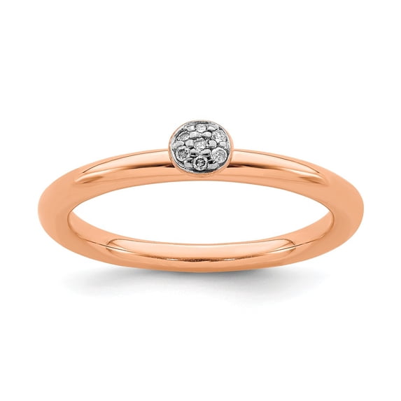 925 Sterling Silver Stackable Pink-plated Diamond Ring Eternity Band Size 10 (.035 cttw.)