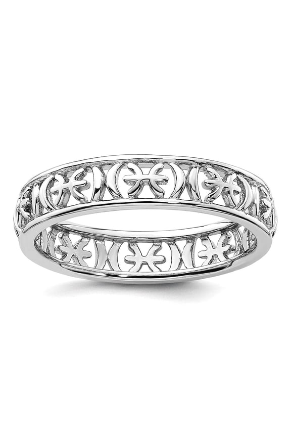 925 Sterling Silver Stackable Pisces Zodiac Ring Size 6 Stackable Ring for Women - 2.0 Grams