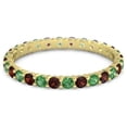 thumbnail image 1 of 925 Sterling Silver Stackable Round 2.5 MM Emerald With Garnet Women Ring Eternity Band Yellow Plated, 1 of 4