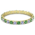 thumbnail image 1 of 925 Sterling Silver Stackable Round 2.5 MM Emerald With Tanzanite Women Ring Eternity Band Yellow Plated, 1 of 4