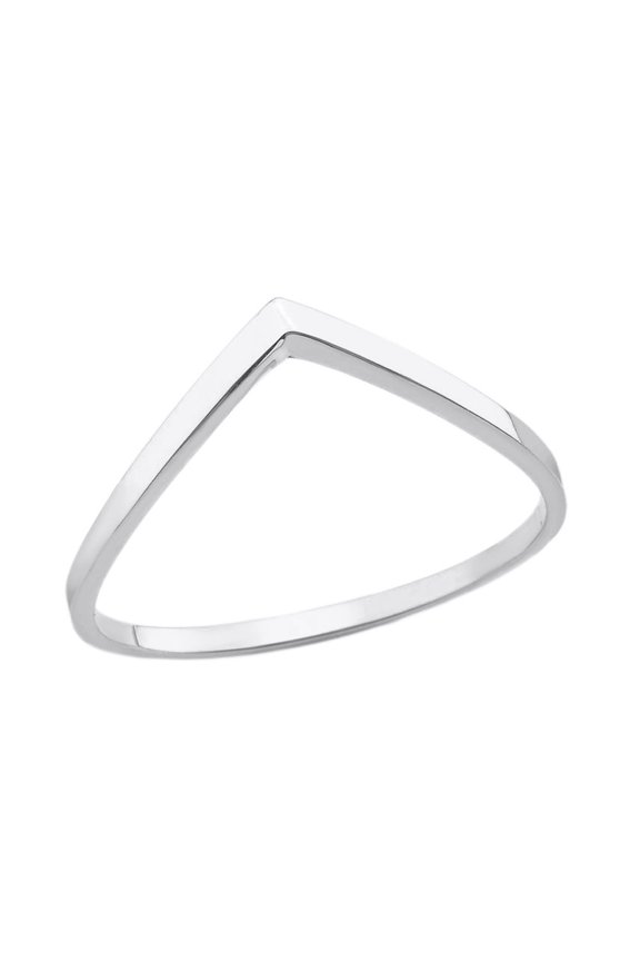 925 Sterling Silver Stackable V-Shape Chevron Ring (Size 8)