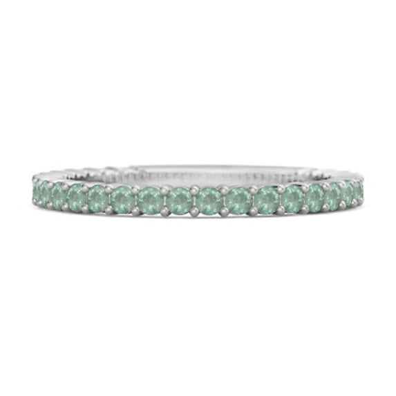 925 Sterling Silver Stacking Valentines Day Gifts Ring 0.60 Ct Emerald Eternity Raquel