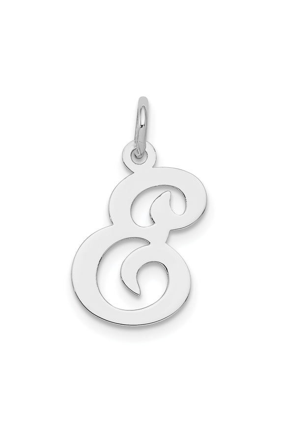 925 Sterling Silver Stamped Initial E Charm Pendant