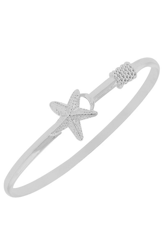 925 Sterling Silver Star Fish Starfish Classic Bangle Bracelet