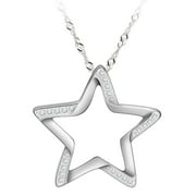 925 Sterling Silver Star Necklace Cubic Zirconia Star Pendant for Women