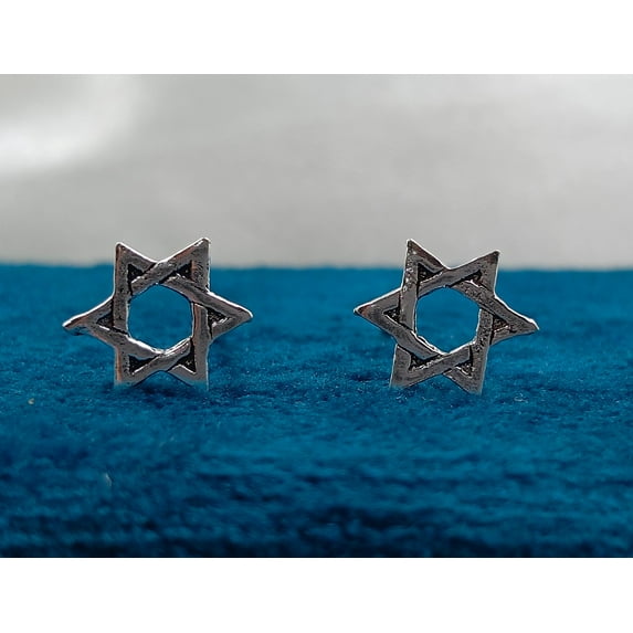 925 Sterling Silver Star Of David Stud Earring Geometric Star Symbol Unisex Post Stud Earring Minimalist Handmade Gift Studs with Pushback