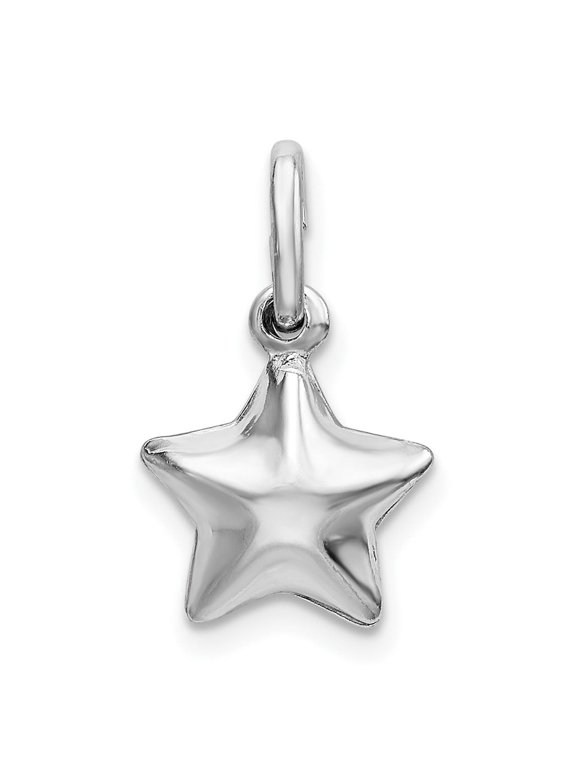 925 Sterling Silver Star Pendant Charm, Polished Five Point Celestial Design for Women
