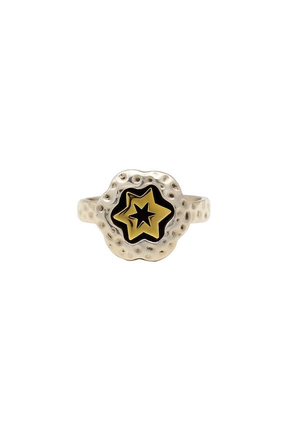 925 Sterling Silver Star Textured Pattern Ring, Handmade Unisex Jewelry, Minimal Gift_5.5