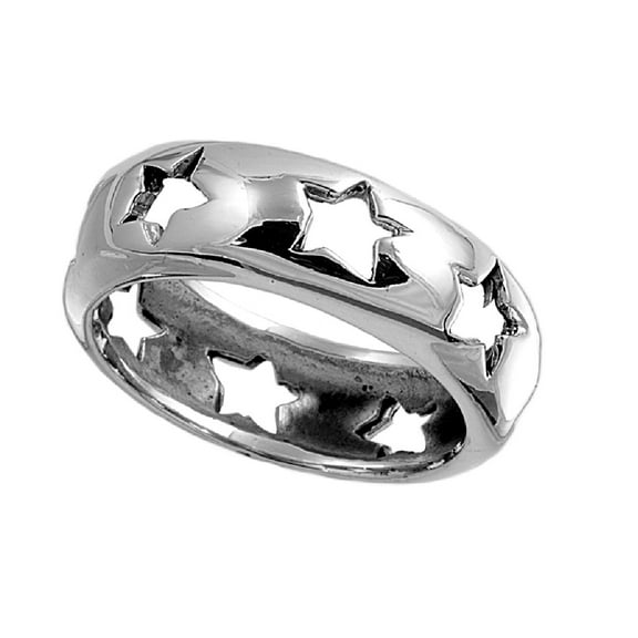 925 Sterling Silver Stars Strangled Ring Size 10