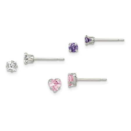 925 Sterling Silver Stellux Crystal Post Earring 3pc Set