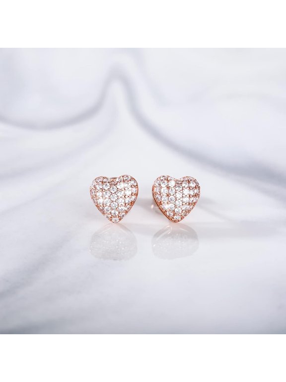 925 Sterling Silver Stud Earrings For Women Emerald Hear Cut Cubic Zirconia Cz Stud Earrings 18K Gold Plated Stud Earrings Men Hypoallergenic[Z2220]