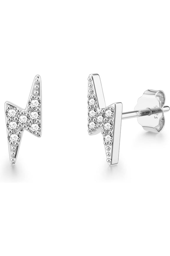 925 Sterling Silver Stud Earrings Simple Mini Bar Circle Dot Heart Star Lightning Bolt Stud Earrings 14K Gold Plated Cartilage Earrings Studs For Women Men Hypoallergenic Jewelry[Z3371]