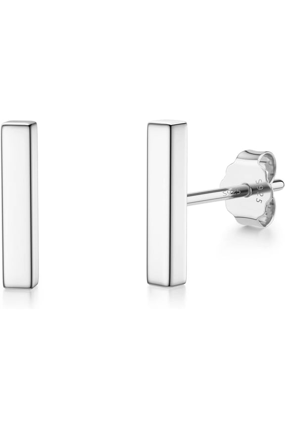 925 Sterling Silver Stud Earrings Simple Mini Bar Circle Dot Heart Star Lightning Bolt Stud Earrings 14K Gold Plated Cartilage Earrings Studs For Women Men Hypoallergenic Jewelry[Z3356]