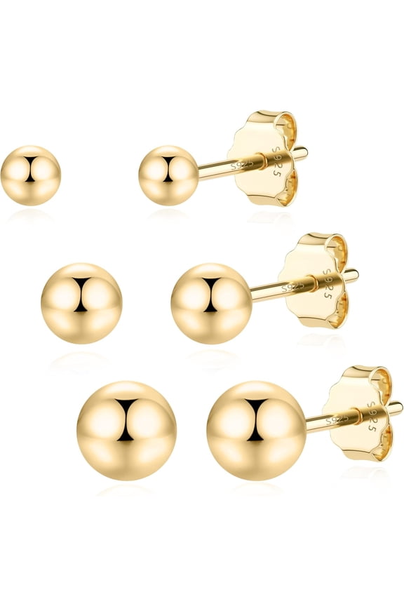 925 Sterling Silver Stud Earrings Simple Mini Bar Circle Dot Heart Star Lightning Bolt Stud Earrings 14K Gold Plated Cartilage Earrings Studs For Women Men Hypoallergenic Jewelry[Z3386]