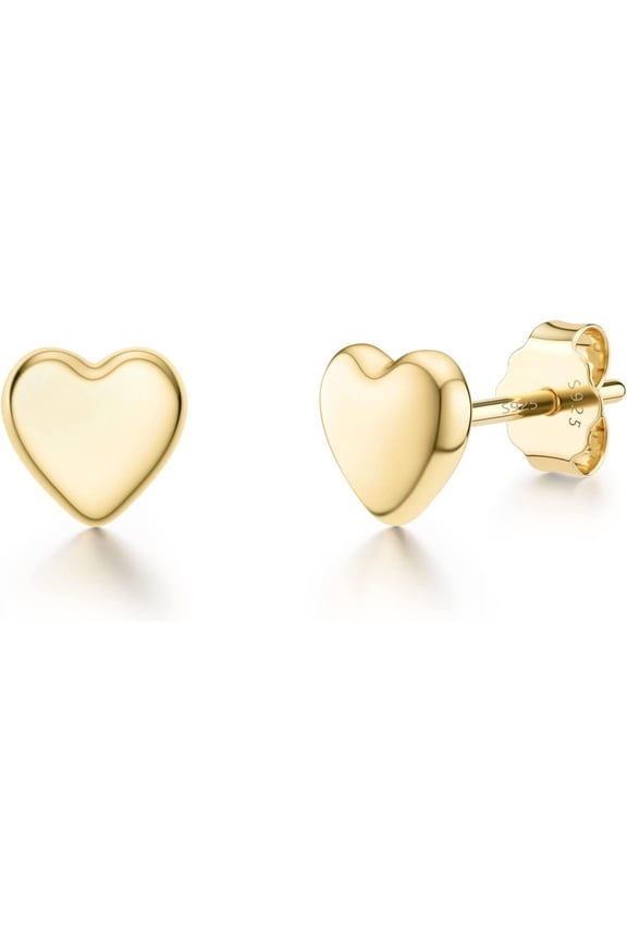 925 Sterling Silver Stud Earrings Simple Mini Bar Circle Dot Heart Star Lightning Bolt Stud Earrings 14K Gold Plated Cartilage Earrings Studs For Women Men Hypoallergenic Jewelry[Z3387]