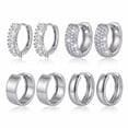 thumbnail image 1 of 925 Sterling Silver Stud Hook Post Hoop Earrings for Women,Hypoallergenic Silver Chunky Gold Plated Earrings 4 Pairs Set Gift for Women, 1 of 4