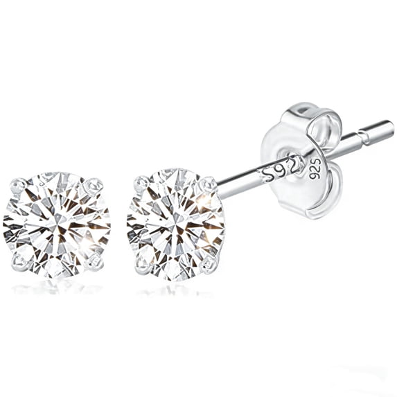 YOUNGYUE 925 Sterling Silver Studs Earrings for Women Hypoallergenic Cubic Zirconia Earrings Studs Round Diamond Stud Earring Set for Women