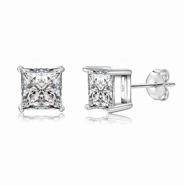 YOUNGYUE Silver Plated Studs Earrings for Women, Hypoallergenic Cubic ...